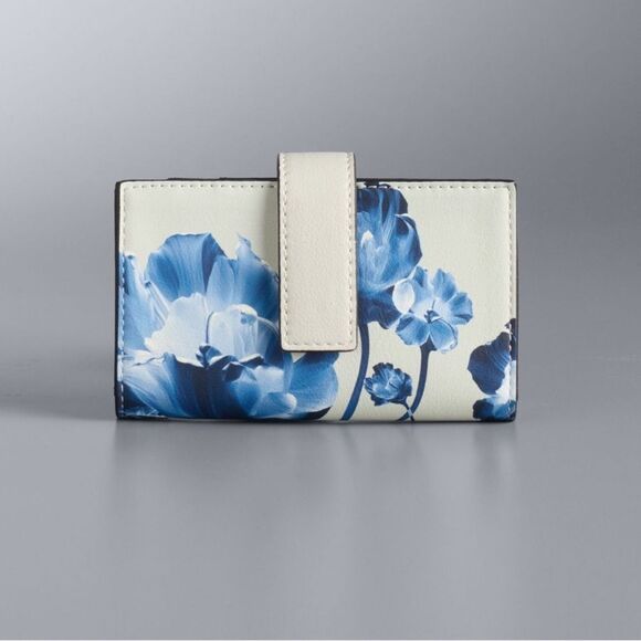 New Simply Vera Vera Wang Silver X-ray Floral Nova Card Case - Picture 1 of 4